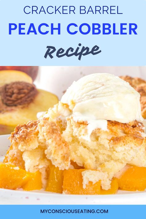 Peach cobbler on a plate with a scoop of ice cream Peach Cobbler For Two, Cobbler For Two, Old Fashioned Peach Cobbler, Peach Cobbler Ingredients, Fresh Peach Cobbler, Cobbler Topping, Peach Syrup, Peanut Butter No Bake, Homemade Crackers