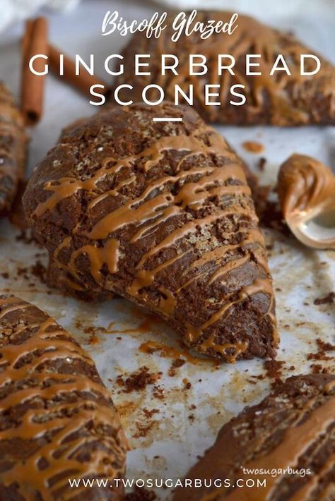 Christmas Scones Holidays, Winter Pastries, Biscoff Desserts, Glazed Gingerbread, Gingerbread Scones, Sweet Scones, Gingerbread Dessert, Cold Winter Morning, Gingerbread Ideas