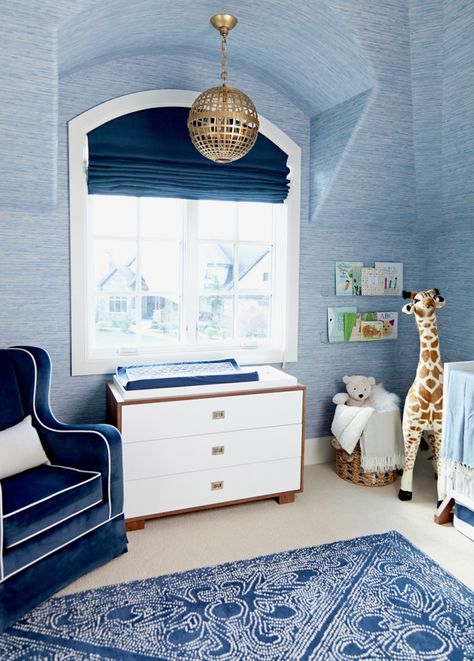 Arched Window Treatments, Nursery Room Boy, Blue Nursery, Arched Windows, Blue Rooms, Baby Bedroom, Nursery Room Decor, Nursery Inspiration, Baby's Room