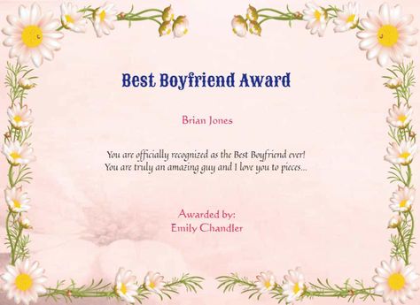 🏆❤️ Show Your Love with the "Best Boyfriend Certificate Template"! ❤️🏆 Celebrate your amazing boyfriend with our customizable "Best Boyfriend Certificate Template"! 🌟✨ Perfect for any occasion, this certificate allows you to create a unique and heartfelt gift that he'll treasure forever. 💌💕 Choose from three stylish designs to match his personality: Elegant Classic – For a sophisticated and timeless look. 🎩🌟 Fun & Playful – To add a touch of humor and joy. 😂🎈 Modern Chic – For the trendy a... Best Boyfriend Certificate, Boyfriend Certificate, The Best Boyfriend, Amazing Boyfriend, Best Boyfriend Ever, His Personality, Love You To Pieces, Best Boyfriend, Printable Templates