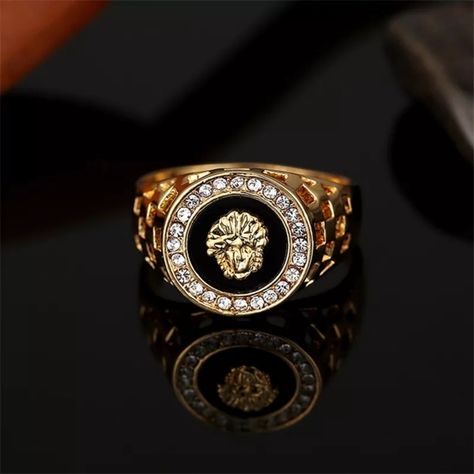 Versace ring Female Punk, Medusa Ring, Hip Hop Rings, Ring Settings Types, Style Gothic, Head Ring, Mens Fashion Classic, Golden Ring, Gold Alloys