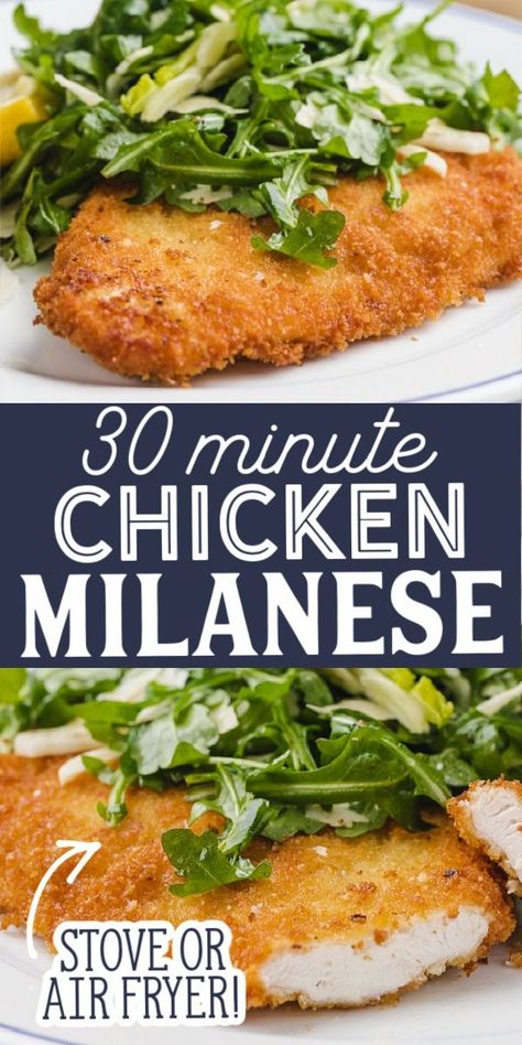 Easy Arugula Salad, Crisp Chicken, Milanese Recipe, Fried Chicken Cutlets, Weeknight Chicken, Chicken Milanese, Chicken Thigh Recipes Oven, Chicken Thigh Recipes Crockpot, Boneless Chicken Thigh Recipes