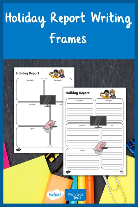 You can use these fantastic report writing frames to get children writing about their holiday. This would be a great activity to use alongside a speaking activity. The differentiated template features several sections for children to fill in to create their non-chronological report. Great for helping children become more familiar with writing non-fiction, children can write about their holiday. #primaryteacher #primaryteaching #backtoschool #ks2 #teachingresources Non Chronological Reports, Writing Reports, Children Writing, Speaking Activity, Stages Of Writing, Holiday Program, Primary Teaching, Speaking Activities, Report Writing