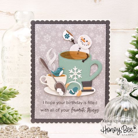 New Year Friends, Happy New Year Friends, Simple Birthday Cards, Coffee Cards, Honey Bee Stamps, Bee Cards, Winter Birthday, Build A Snowman, Paper Craft Supplies