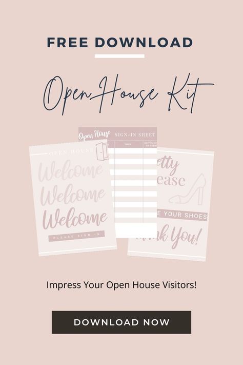 Looking for a FREE real estate Open House Kit that is sure to impress your Open House visitors? You've found our freebie! We've created this open house printable kit just for Realtors! And best of all it is a free download! Just click on the pin and get yours today! These are beautifully designs signs that you can print and display at your next open house -- an open house welcome sheet, and open house sign up sheet, an open house reminder, and an open house thank you sheet. #agentcrate Open House Sign In Sheet Real Estate Printable Free, Open House Kit, Open House Checklist, Open House Gift, Real Estate Marketing Gifts, Real Estate Marketing Postcards, Real Estate Marketing Quotes, Hoping For The Best, Real Estate Agent Branding