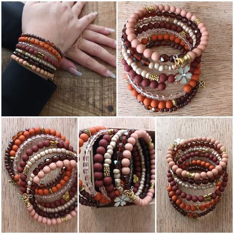 Autumn Jewelry, Autumn Bracelet, Duo Beads, Beads Bracelet Design, Make Your Own Jewelry, Bracelet Ideas, Fall Jewelry, Colorful Bracelets, Natural Beads