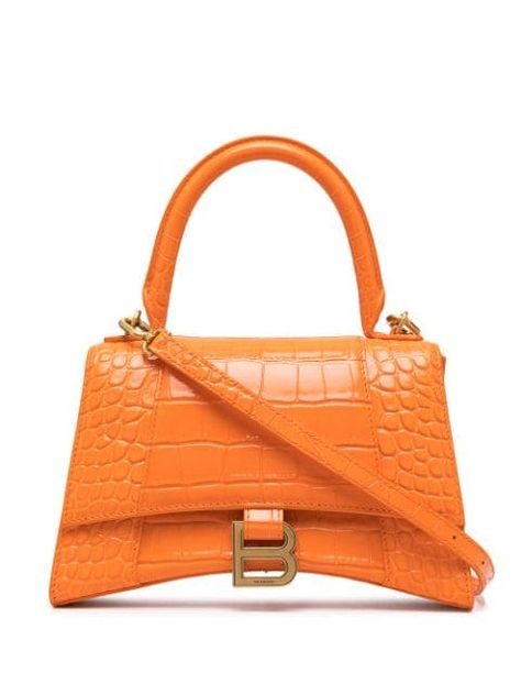 Balenciaga Hourglass Bag, Balenciaga Tote, Orange Handbag, Miu Miu Bag, Balenciaga Bag, Orange Bag, Orange Leather, Handle Bag, Tote Bag Design