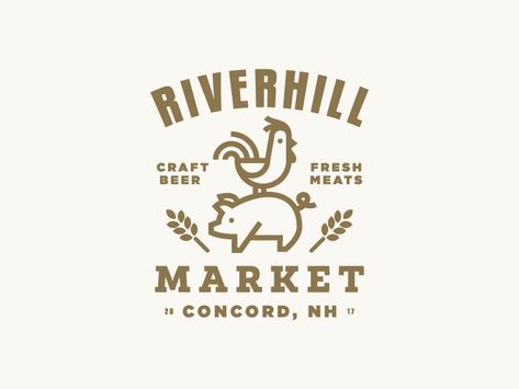 Riverhill market logo design farm animals typography illustration icon Ideas For Logos, Market Logo Design, Farmers Market Logo, Logo Packaging Design, Market Logo, Logos Photography, Farm Logo Design, Chicken Logo, Logos Vintage