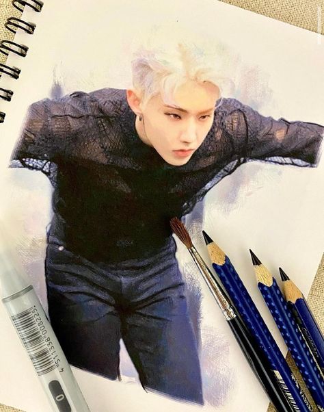 Seventeen Drawing Pencil, Hoshi Drawing, Seventeen Sketch, Hoshi Fanart, Hoshi Horanghae, Svt Fanart, Seventeen Fanart, Outlander Fan Art, Fan Drawing