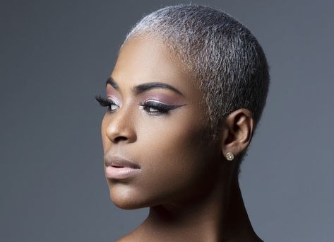 10 Bold Buzz Cuts for Fearless Black Women – HairstyleCamp Short Afro Natural Gray Hair, Extremely Short Hair For Black Women, Short Grey Hair For Black Women, Female Buzzcut Black Women, Shaves Haircuts Women, Silver Twa Natural Hair, Spiked Pixie Hairstyles Black Women, Alopecia Short Hairstyles Black Women, Grey Twa Black Women