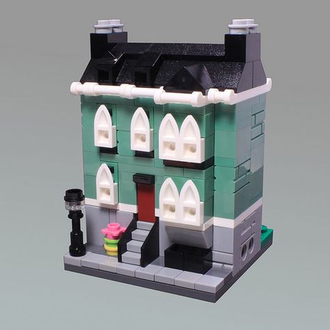 Microscale Lego, Lego Micropolis, Lego Design Ideas, Lego Microscale, Lego House Ideas, Front Stairs, Lego Furniture, Lego Micro, Micro Lego