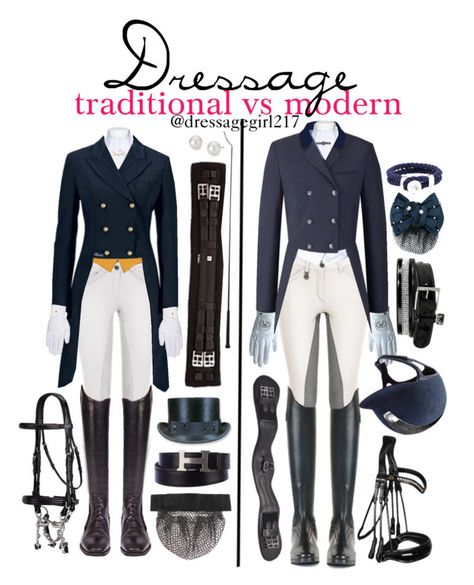 "Dressage: Traditional vs Modern" by dressagegirl217 ❤ liked on Polyvore featuring Roeckl, Amira, HermÃ¨s, Sperry Top-Sider, Blue Nile and modern Dressage Outfit Riding Clothes, Dressage Show Outfit, Equestrian Outfits Women, Dressage Jacket, Equestrian Riding Clothes, Horse Rider Outfit, Dressage Outfit, Dressage Clothes, Dressage Coats