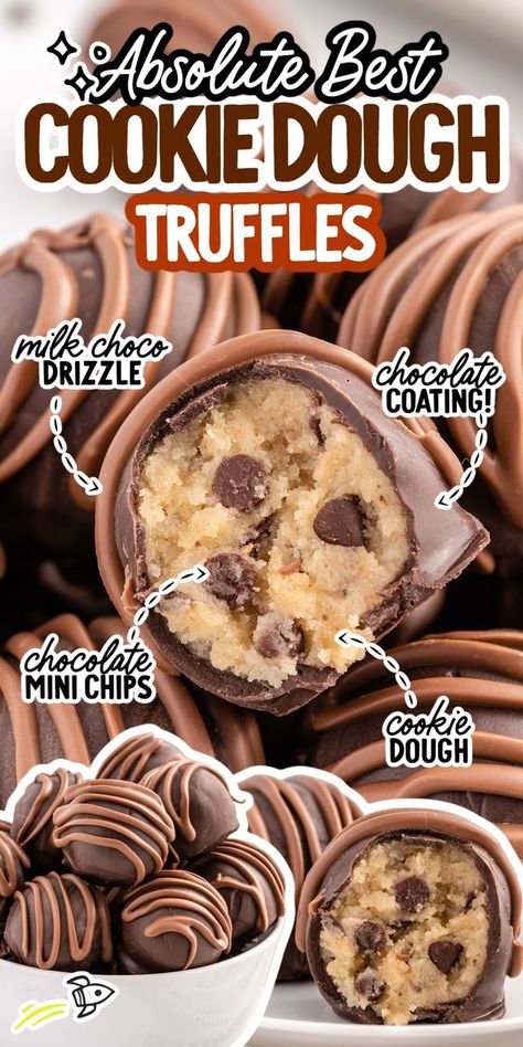 Cookie Dough Truffles Diy Chocolate Snacks, Cookies Ideas Creative, How To Make Bon Bons, Dessert Potluck Ideas, Easy Baked Goods Recipes, Dessert Gift Ideas, Things To Bake When Bored Easy, Cute Baked Goods, Fun Treats To Make