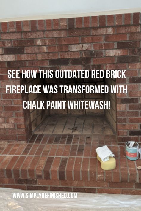 White Wash A Brick Fireplace, Repainted Fireplace Brick, How To Paint Red Brick Fireplace, Painting Your Fireplace Brick, Painting Inside Brick Fireplace, White Painted Brick Fireplace With Tv, Whitewashing Brick Fireplace Diy, Painting A Red Brick Fireplace, White Fireplaces Painted