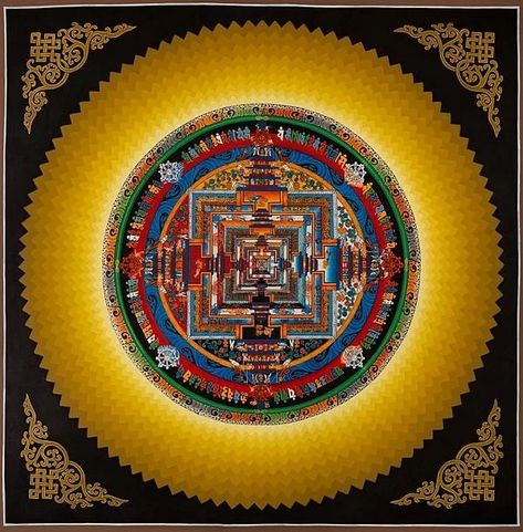 Kalachakra mandala (Brocadeless Thangka) Mandala Art Wall Hanging, Tibetan Mandala Art, Mandala Art Wall, Meditation Alter, Tibetan Mandala, Signs And Symbols, Element Symbols, Religious Paintings, Thangka Painting