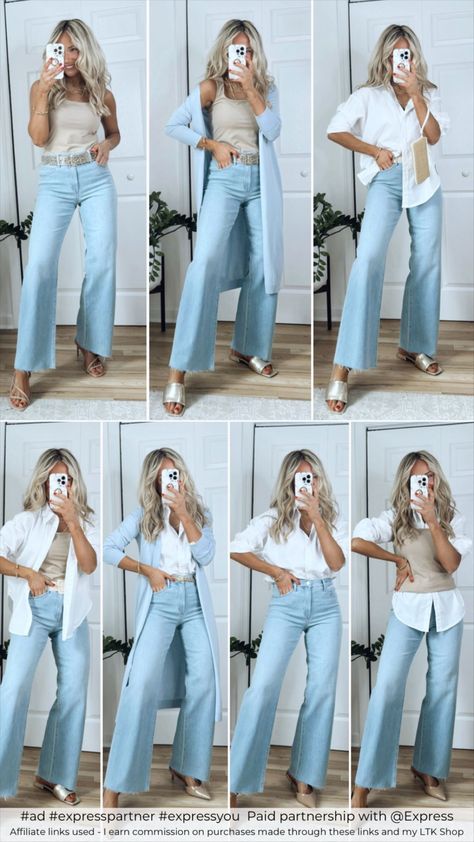 Blouse with Pin-tucks curated on LTK Spring Business Outfits, Wide Leg Jean Outfits, Spring Office Wear, Work Wear Spring, Spring Office Outfits, High Waisted Wide Leg Jeans, Work Clothes, Pin Tucks, Business Outfits