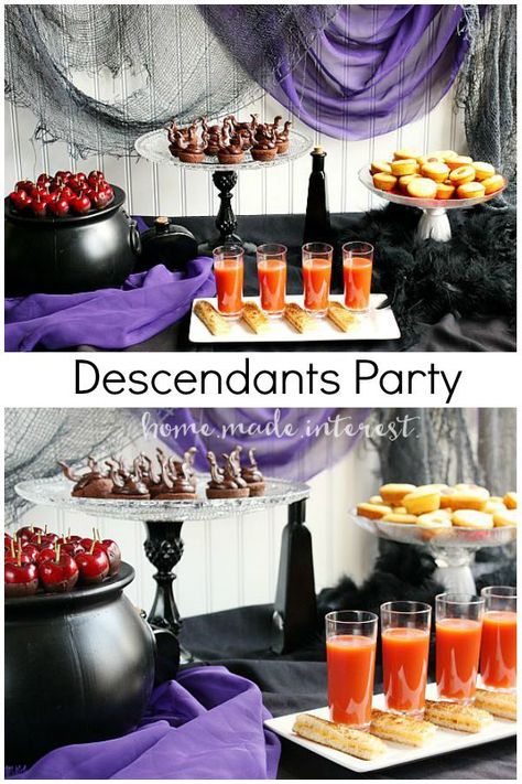 Fun and easy food ideas for a Disney Villains party to celebrate the premiere of The Disney Channel’s "Descendants". #Disney #VillainDescendants #ad Disney Villains Party, Descendants Party Ideas, Villians Party, Easy Food Ideas, Villain Party, Descendants Party Ideas Birthdays, Disney Villain Party, Disney Descendants Party, Descendants Disney