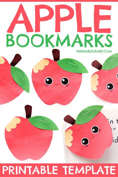 Back To School Bookmarks, Apple Craft For Kids, Apple Bookmark, Bookmarks Diy Kids, Origami Bookmark Corner, Bookmark Corner, School Bookmarks, Apple Back To School, Fall Back To School