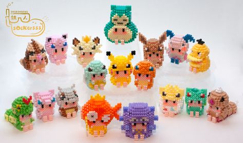 3D Fuse Beads Pokémon Set - sOcKersss 3d Pokemon Perler Beads, 3d Fuse Beads, Perler Beads 3d, 3d Pokemon, Pokemon Perler, Pokemon Perler Beads, How To Make Animations, Fuse Beads, Cute Sets