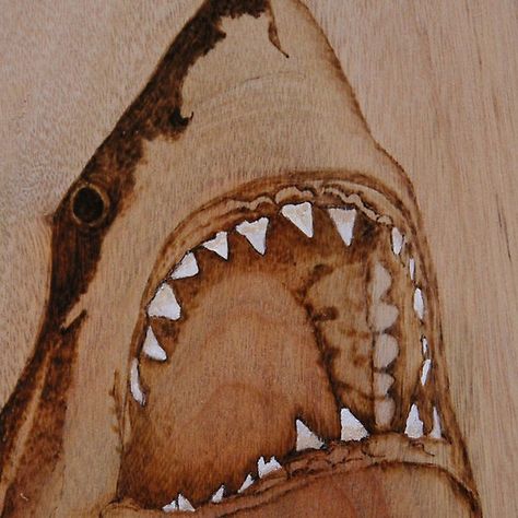 Shark Wood Burning, Redbubble Posters, Pyrography Ideas, Woodburning Ideas, Eagle Pictures, Full Picture, Wood Burning Art, Woodworking Project, Shark Teeth