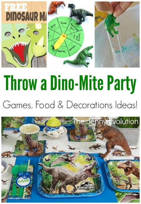 Dinosaur Party Birthday Games, Decorations & Food -- the perfect Jurassic World Party! Jurassic World Birthday Party Games, Jurassic Decorations, Dinosaur Party Activities, Jurassic World Party, Dinosaur Party Games, Dinosaur Classroom, Jurassic Park Birthday Party, Jurassic Park Birthday, Park Birthday