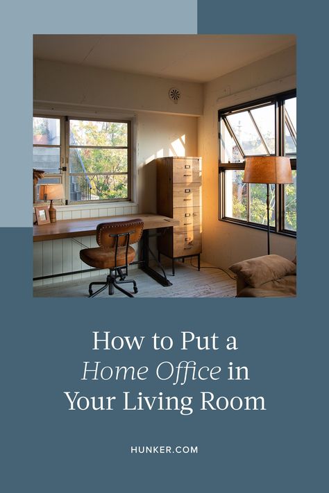 It doesn't matter if you have a ton of space or very little, you can put a home office in your living room. The trick is to use your square footage wisely and keep your design schemes cohesive. And if you find yourself working from home more often, it might be time to start your remote space revamp ASAP. #hunkerhome #homeoffice #homeofficeideas #livingroom #livingroomideas Homework Space In Living Room, Homework Space, Minimalist Desk, Comfy Pillows, Open Living Room, Working Space, Rest And Relaxation, Doesn't Matter, Vintage Chairs