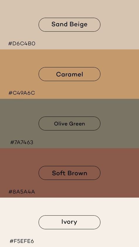 Soft Brown Color Palette, Earthy Neutral Color Palette, Sand Color Palette, Olive Green Color Palette, Disney Minimalist, Beige Color Palette, Neutral Color Palette, Earth Tone Color, Color Schemes Colour Palettes