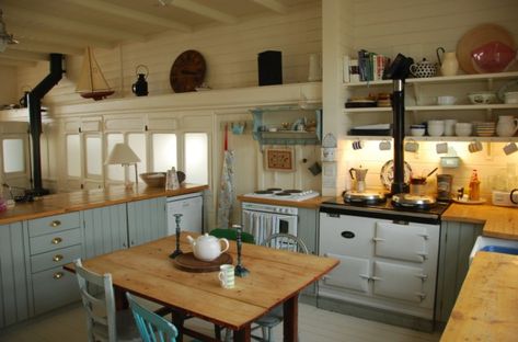 Boat Kitchen, Aga Kitchen, 1930s Bungalow, West Wittering, Train Carriage, Old Railway, Country Kitchen Designs, Country Kitchens, Cottage Kitchens