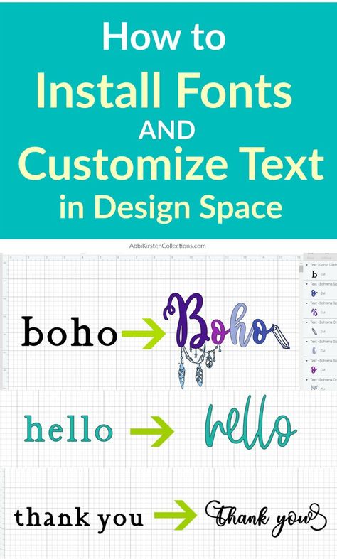 How to install fonts in Cricut Design Space. How to add special character glyphs to your text. Plus learn how to weld your text and keep it organized! Free Svg Fonts, Keyboard Letters, How To Weld, Holiday Script, Cricut Projects Easy, Cricut Help, How To Use Cricut, Holiday Fonts, Special Text