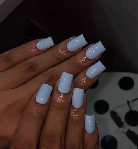 Blue Acrylic Nails Short Square, Short Plain Nail Ideas, Nails Plain Acrylic, Plain Acrylic Nails Square, Short Plain Acrylic Nails, Short Acrylic Nails Square Solid Color, Short Square Shape Nails, Plain Nail Designs, Fine Nails