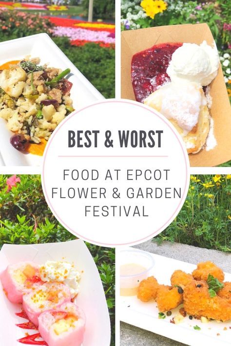 Looking for food reviews for Epcot Flower and Garden Festival? Check out the best and worst foods at Epcot Flower and Garden Festival at Walt Disney World! Disney Flower And Garden Festival, Disneyland Paris Rides, Best Disneyland Food, Magic Kingdom Food, Worst Food, Dining At Disney World, Epcot Flower And Garden Festival, Festival Food, Disney Vacation Planner