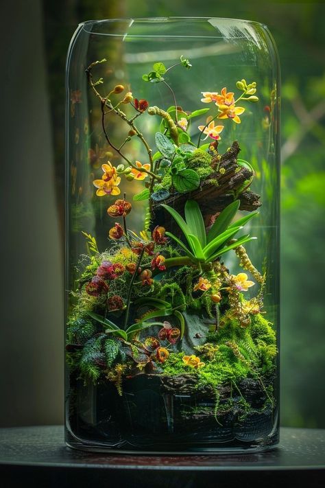 Diy Terrarium Ideas, Closed Terrarium Plants, Water Terrarium, Orchid Terrarium, Open Terrariums, Diy Succulent Terrarium, Diy Terrarium, Terrarium Ideas, Beautiful Terrariums