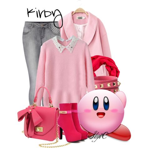 "Kirby - Winter - Nintendo" by rubytyra on Polyvore Kirby Inspired Outfit, Fashion Pink Outfits, Disney Bound Outfits, Disney Inspired Outfits, Casual Cosplay, Pink Outfits, Costume Dress, School Fashion, Girly Outfits