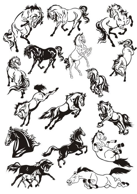 Horse Stickers Vector Art Collection Free Vector cdr Download - 3axis.co Traditional Tattoo Black And White, Horse Stickers, Horse Stencil, Horse Rearing, Horse Brand, Ghost Tattoo, Free Horses, Tattoo Inspiration Men, Horse Silhouette