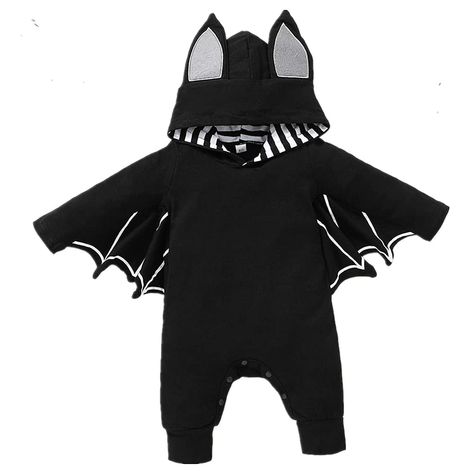 Toddler Bat Costume, Knitted Bat, Festa Hotel Transylvania, Bat Halloween Costume, Newborn Halloween Costumes, Hoodie Romper, Gothic Baby, Halloween Romper, Ear Hat