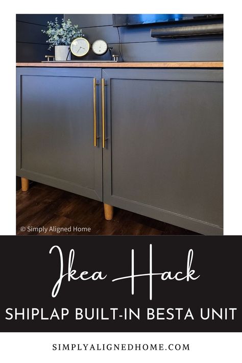 Diy Entertainment Center Ikea Hack, Ikea Besta Flip, Ikea Besta Transformation, Ikea Havsta Sideboard Hack, Ikea Credenza Hack, Painting Besta Ikea, Bar Made From Ikea Cabinets, Ikea Besta Office, Besta Burs Tv Stand Hack