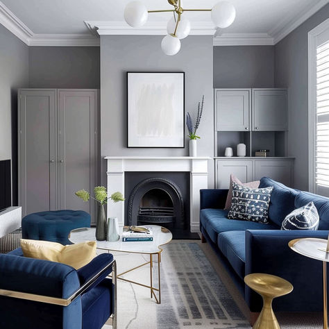 10 Colors That Go Well With Gray in Your Home Grey Interior House, Colours That Go With Grey, Grey Interior, Gray Interior, Blue Grey, Grey, 10 Things, Blue, Quick Saves