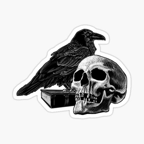 Stickers Cool, Quoth The Raven, Skulls Drawing, Edgar Allen Poe, Skull Sticker, The Raven, Edgar Allan Poe, Stickers For Sale, Poster Stickers