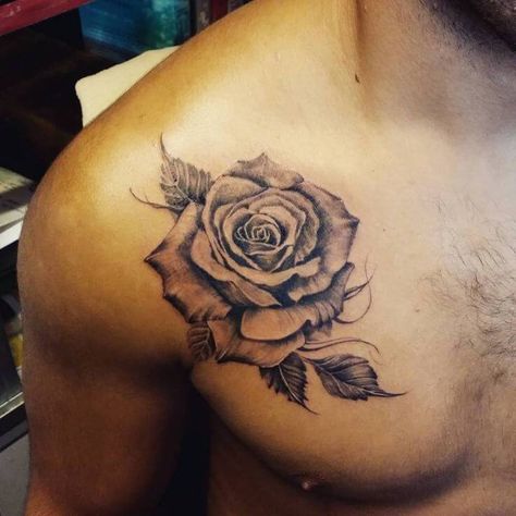 Rose Chest Tattoo, Rose Vine Tattoos, Rose Flower Tattoos, Rose Shoulder Tattoo, Rose Tattoos For Men, Flower Tattoo Shoulder, Flower Tattoo Arm, Vine Tattoos, Chest Tattoo Men