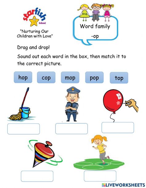 Op Word Family Worksheet, Op Words Worksheet, Op Family Words Worksheet, Op Word Family, Family Worksheets, Words Worksheet, Readers Notebook, Word Family Worksheets, Family Worksheet