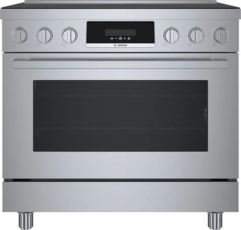 Bosch 800 Series 36" Induction Industrial Style Range Stainless steel HIS8655U - Best Buy Oven Freestanding, Bosch 800 Series, Industrial Chic Design, Slide In Range, Induction Range, Kitchen Appliance Packages, Single Oven, Appliance Packages, Oven Cleaning