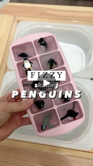 829 reactions · 54 shares | 🐧❄️FIZZY ICE SKATING PENGUINS! Follow @lovebloomlearn for more easy play ideas! To recreate, place some small penguins in an ice cube tray with water and let them freeze overnight. Fill one medium-sized container with vinegar and blue food colouring (optional)and a small container with baking soda. Dip the ice cube in the baking soda and place it in vinegar! Watch the “fizz” happen! Have fun!! 🤗Let me know in the comments if you have any questions! ✨➡️For easy play ideas, check out my Baby and Toddler Caregiver Play & Milestone guides. It’s loaded with tips, milestones & play ideas! Link in bio. • • • #momssupportingmoms #newmomsupport #momoflittles #babysfirstyear #grossmotordevelopment #babydevelopment #babymilestones #mommyandmetime #tummytimefun #ne Penguin Activities, Sensory Games, Cube Games, Penguin Party, Small Container, Blue Food Coloring, Food Colouring, Blue Food, Toddler Play