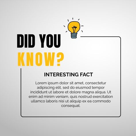 Simple Did you Know editable facts template Social Media Post For Graphic Designer, Fun Fact Poster Design, Creative Social Media Ads Design, Did You Know Poster Design, Did You Know Social Media Post Design, Did You Know Template, Facts Poster Design, Did You Know Ads, Did You Know Social Media Post