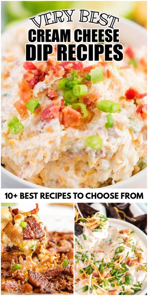 These Cream Cheese Dip Recipes are some of the easiest dip recipes you can make and they're so delicious that everyone will be begging you for the recipe! Cream Cheese Cracker Dip, Easy Cream Cheese Appetizers, Cream Cheese Veggie Dip, Cream Cheese Dip Recipes, Cream Cheese Appetizers, Cream Cheese Appetizer Recipes, Recipes Using Cream Cheese, Cream Cheese Spread Recipes, Cream Cheese Recipes Dip