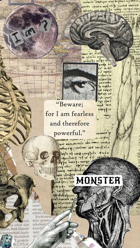 The Modern Prometheus, Frankenstein Art, Collage Board, Vintage Poster Art, Retro Wallpaper, Grunge Photography, Sketchbook Art Inspiration, Aesthetic Iphone Wallpaper, Frankenstein