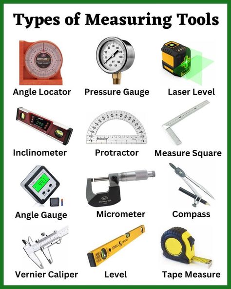 Measuring Tools | Types of Measuring Tools | Different Types of Measuring Tools | Measuring Tools Drawing | Measuring Tools Woodworking | Measuring Tools for Sweing Measuring Tools Woodworking, Civil Engineering Design, Mechanical Engineering Design, Electrician Tools, Fabrication Tools, Engineering Tools, Tool Storage Diy, Measuring Instrument, Mechanic Tools