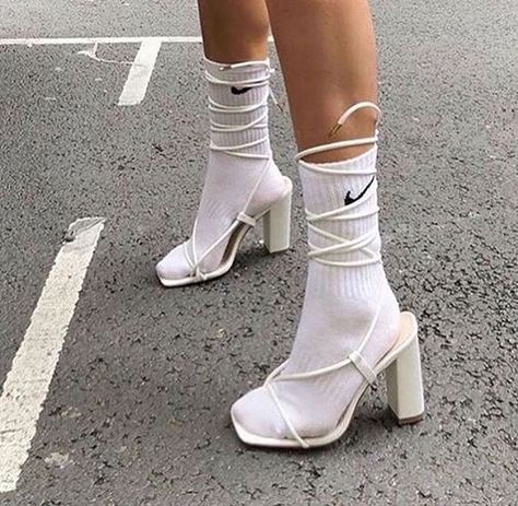 High Heels Black, Dr Shoes, Nike Socks, High Heels Boots, Socks And Heels, Shoe Inspo, Dream Shoes, Trendy Shoes, Looks Vintage