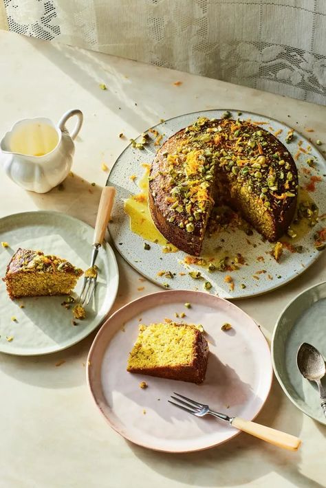 Theo Randall's Polenta, Pistachio and Orange Cake • The Home Page Italian Pantry, Polenta Cake, Polenta Cakes, Pistachio Cake, Orange Cake, Cake Tins, Gluten Free Baking, Vegan Life, Polenta