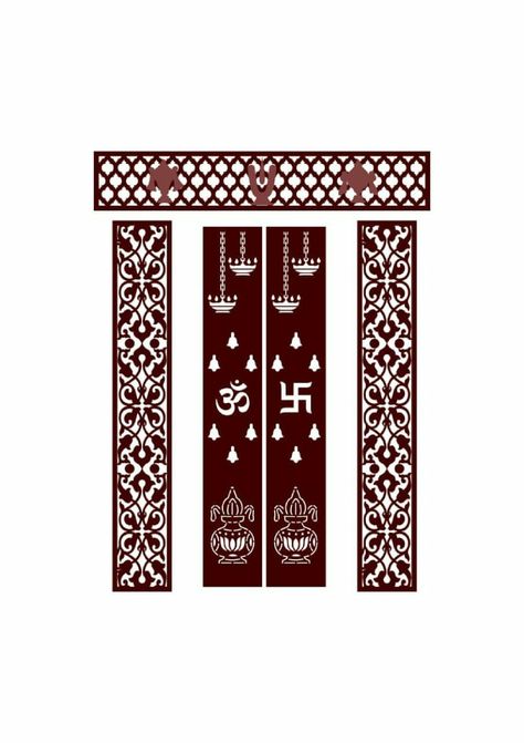 Puja Door Cnc Design, Temple Door Design, Pooja Area, Mandir Door, Cnc Jali, Mdf Jali, Temple Door, Pooja Door, Pooja Unit