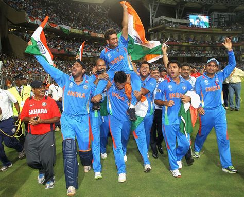 After two decades of carrying India on his shoulders.... 2011 Cricket World Cup, Video Comedy, Indian Cricket Team, World Cup Trophy, India Cricket Team, World Cricket, Ms Dhoni Photos, Dhoni Wallpapers, India Win